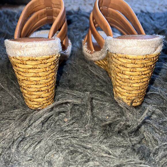 Women's new Vince Camuto leather, peep toe rattan, wedge heels, sandals, sz 6.5 - Picture 8 of 16